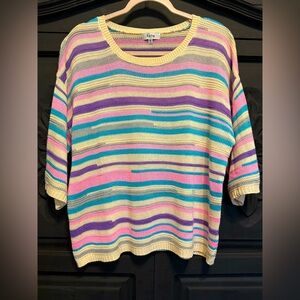 Fate Women's Striped Sweater - Multicolor 3/4 length sleeve Size Small